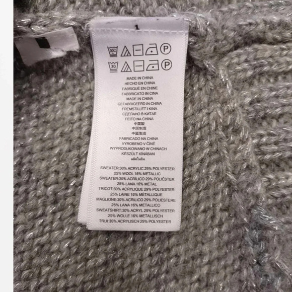 Michael Kors Wool Blend Grey Shimmery Poncho Size Large - Picture 6 of 12